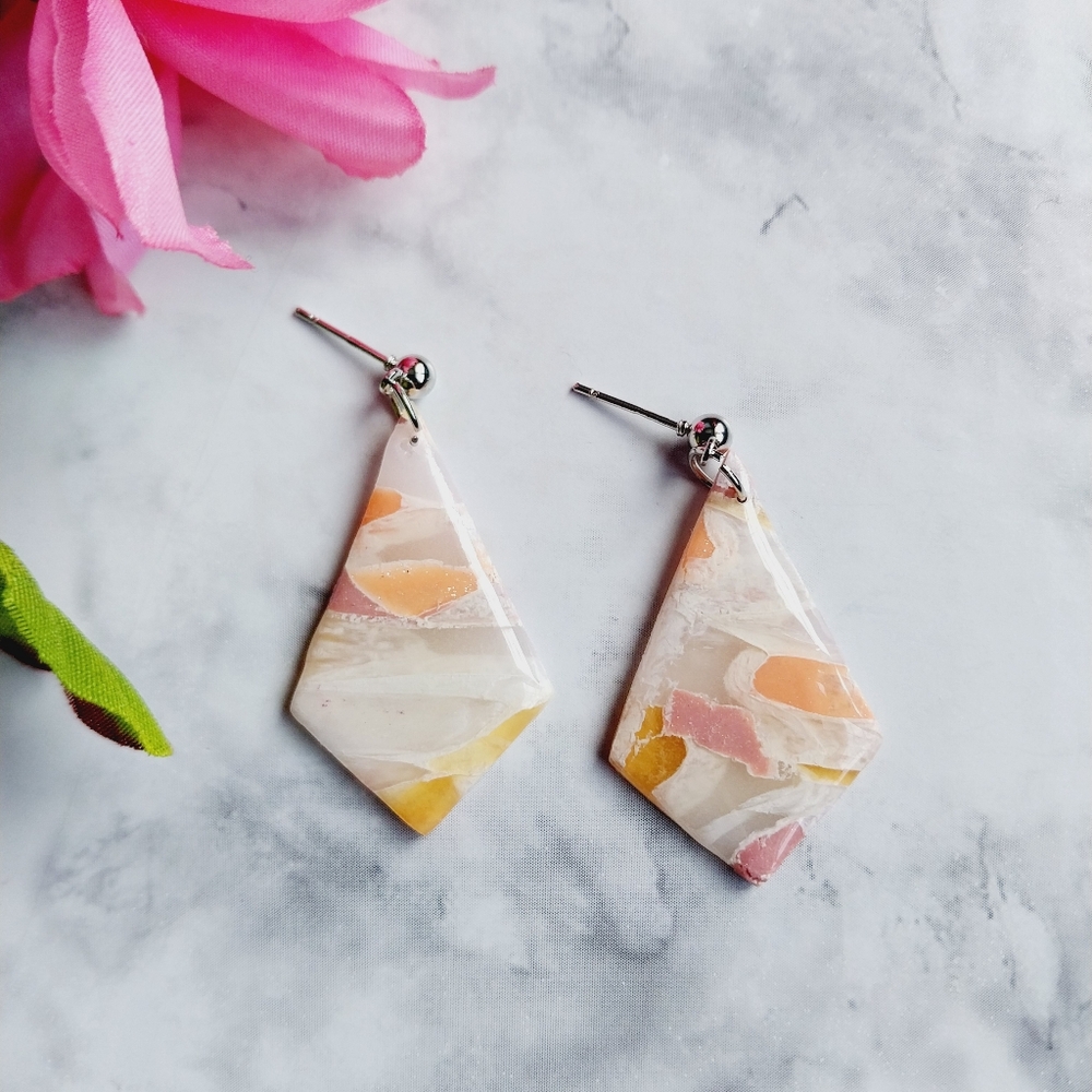 OpalGlaze Quartz Clay Earrings Spring colors Hand crafted Earrings.